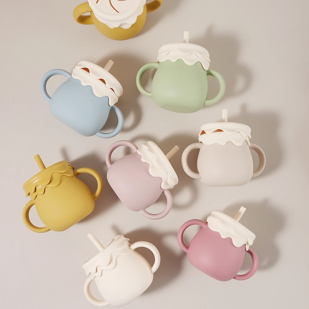 Taza para bebé personalizada de 280 ml: taza para refrigerios de silicona 3 en 1, taza para sorber, a prueba de fugas, forma de helado, nombre personalizado