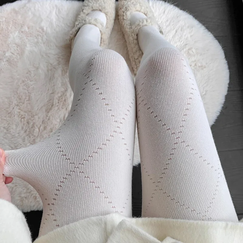 Rajstopy w stylu retro z amerykańskim wzorem diamentowej kraty, szare, z jedwabną bazą, modne rajstopy, elastyczne, wyszczuplające, ciepłe rajstopy na jesień i zimę, skarpety.