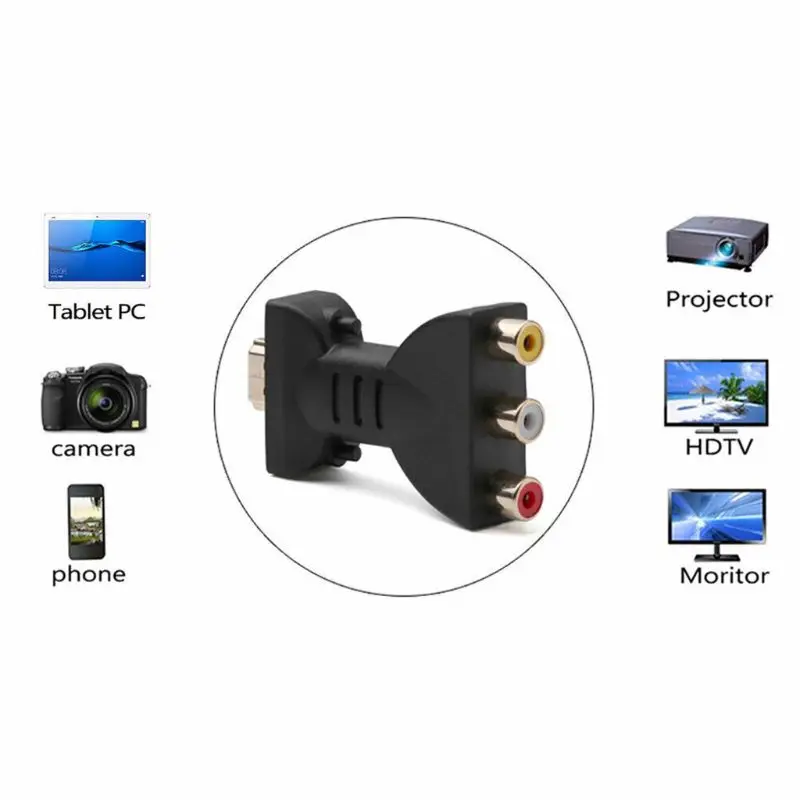 E56B Composite Video Adapter Male to 3 RCA Female Converter Digital Adapter