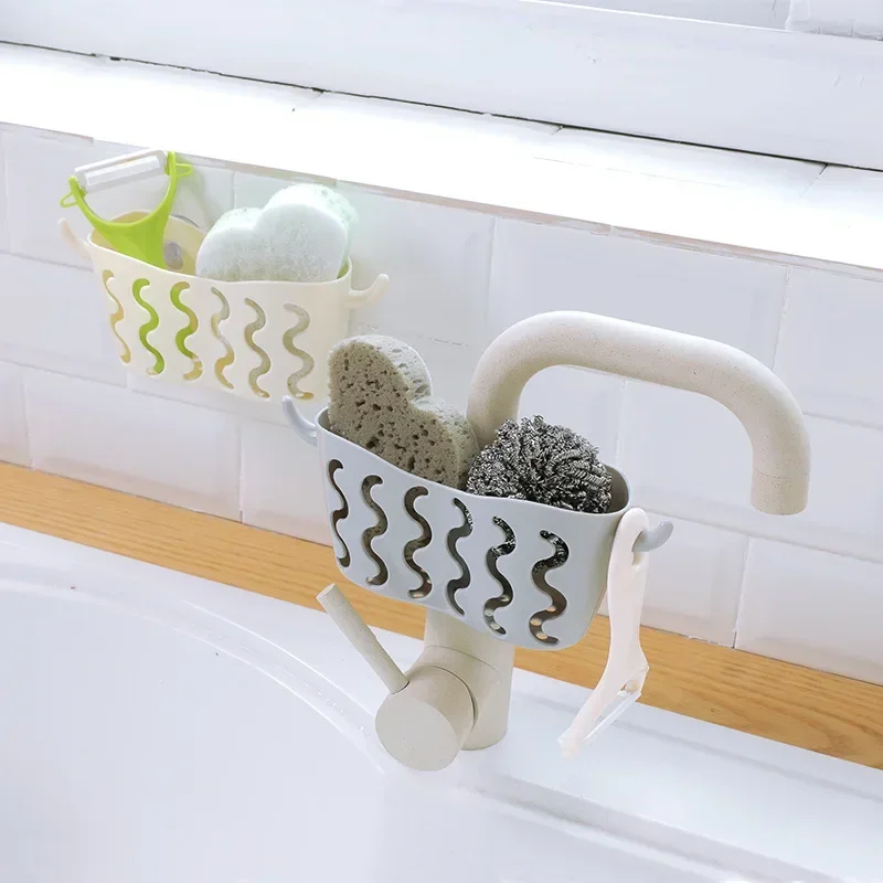 1 Pcs Plastic Storage Hanging Basket Kitchen Sink Organizer Multifunctional Scrubbers Holder Sponges Soaps Sucker Drain Rack