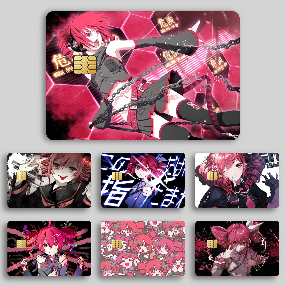 Anime Girl K-Kasane Teto K Film Skin Cover Credit Card Stickers 4PCS Debit Front Decoration Bank Bus Pass Waterproof