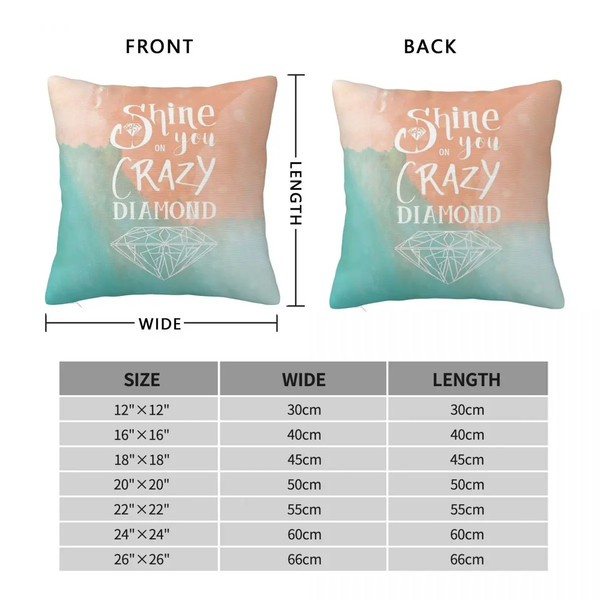 Shine On You Crazy Diamond Square Pillowcase Polyester Linen Velvet Pattern Zip Decorative Pillow Case Room Cushion Cover