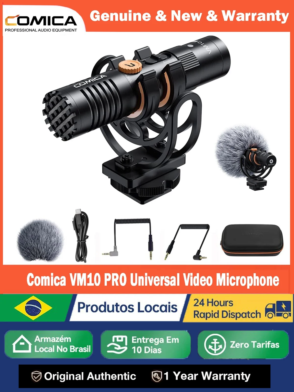 【Do Brasil】Mikrofon kierunkowy Comica VM10 PRO do montażu na kamerze, kompatybilny z Androidem, iPhone'em, kamerami DSLR, GoPro i DJI Action 3 — zdjęcie produktu 7