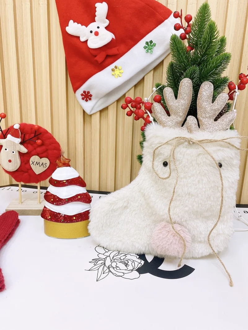 حقيبة حلوى الرنة الأصلية لعيد الميلاد، حقيبة هدايا بناتي وردية اللون، مجموعة ديكور احتفالي، لعبة الحلي