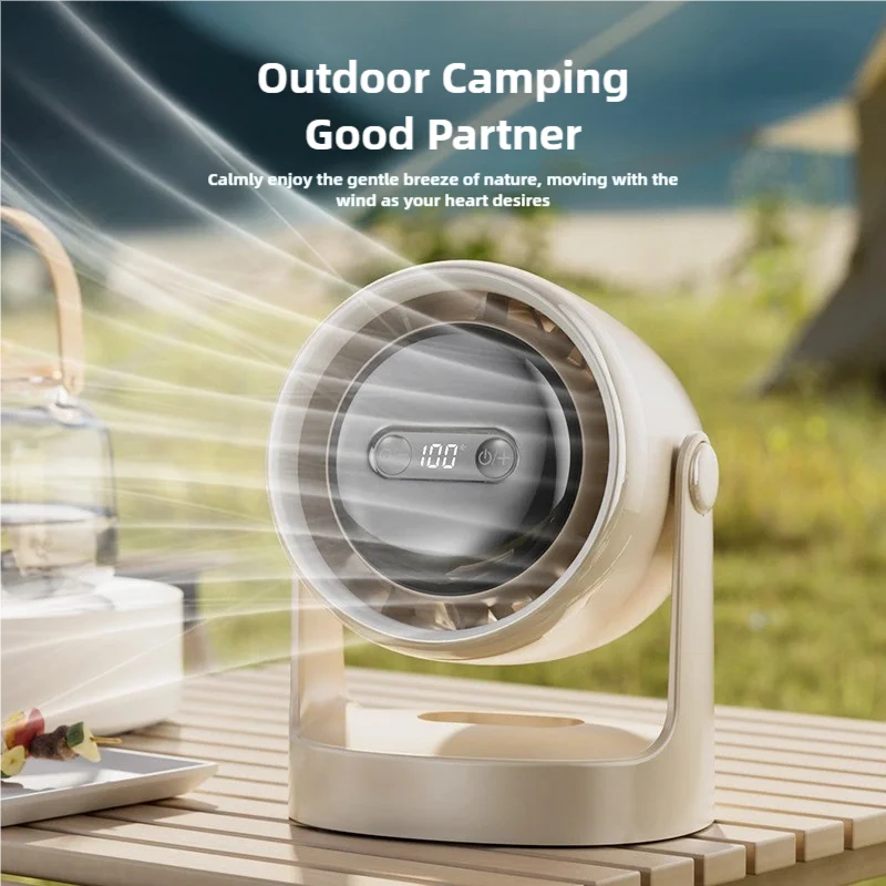 

Удобный вентилятор для кемпинга, 12000 мАч, 100-скоростной безлопастной электрический вентилятор, USB мини-электрический вентилятор, настольный бесшумный охлаждающий вентилятор со светодиодной подсветкой