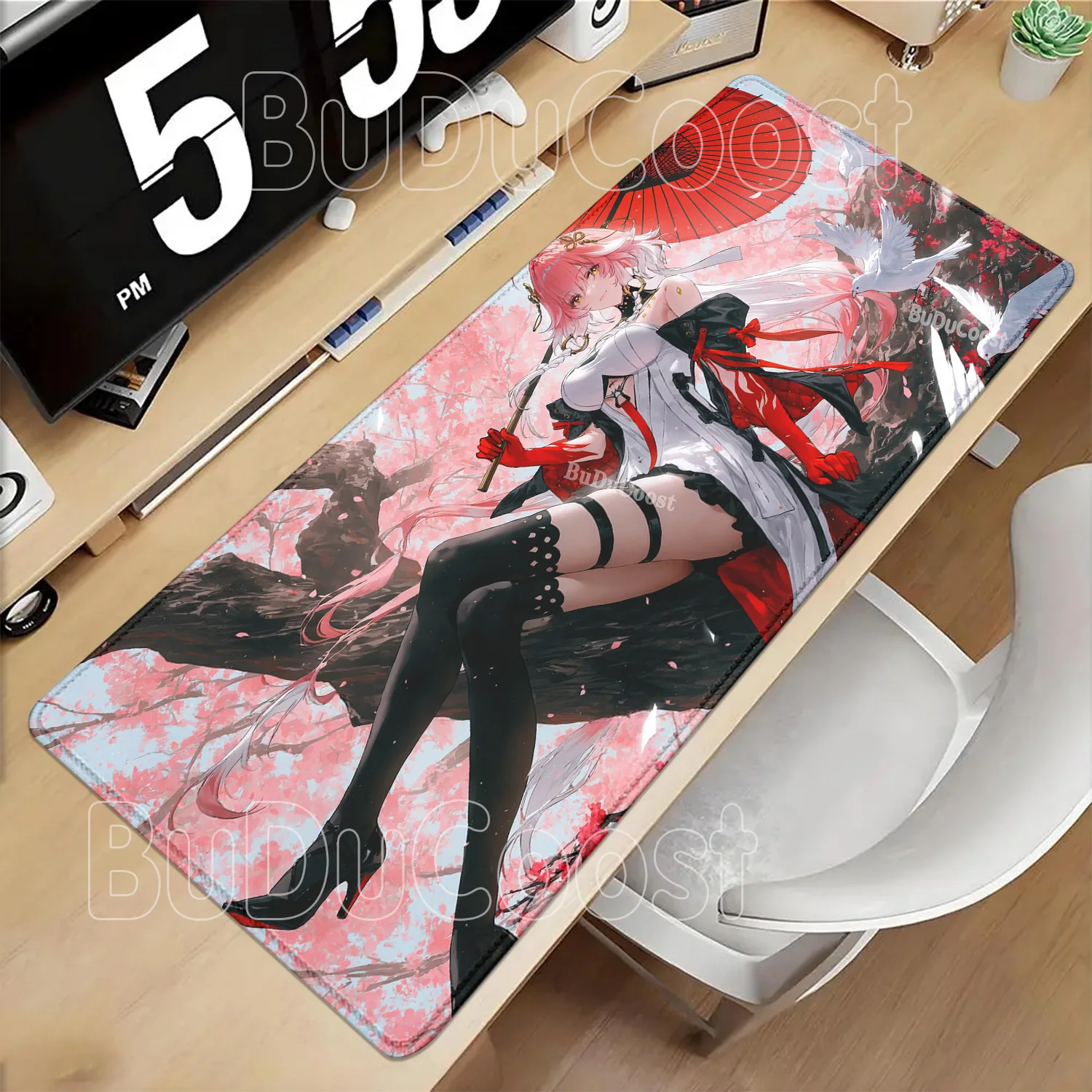 Changli Wuthering Waves Gaming Mousepad Speed PC Keyboard Anime Girl Desk Mat Xxl Office Accessories Rubber HD Printing Mousepad