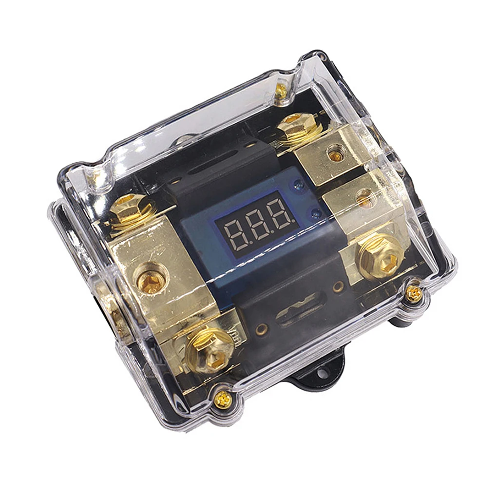 1 in 2 out 100A Car Audio Power Fuses Holder Stereo Distribution Block with LED Display Fuse Box Clocks Fusible Auto