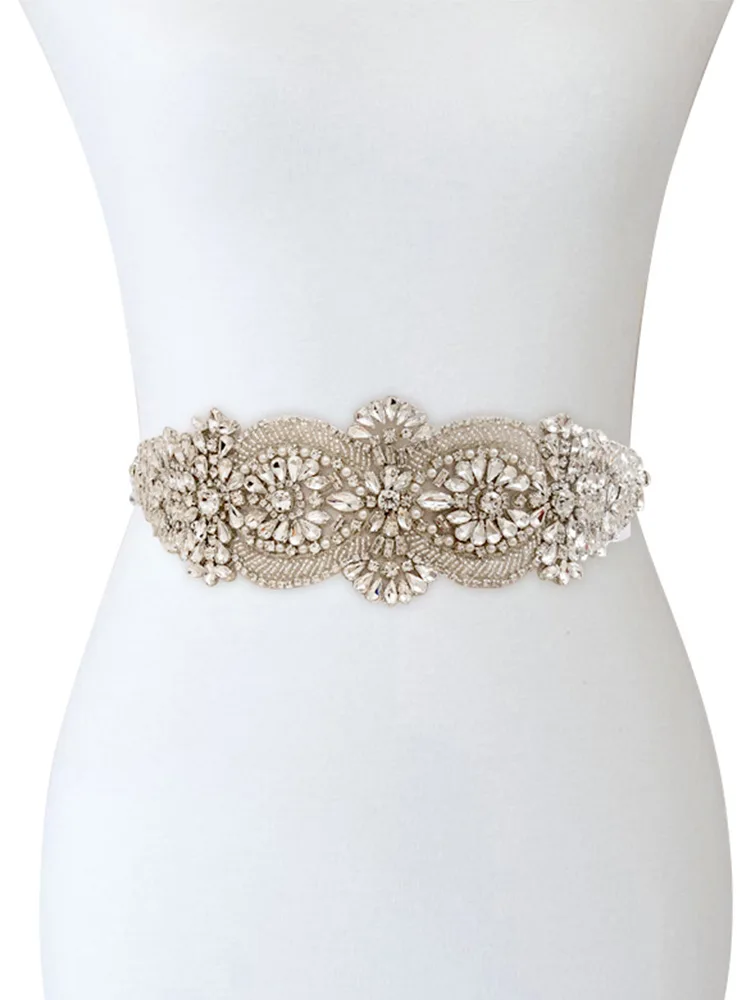 

Modern Pearl Bridal Belt & Rhinestone Waist Cincher, Elegant Wedding Dress Accessories Minimalist Crystal Bridal Waistband Decor