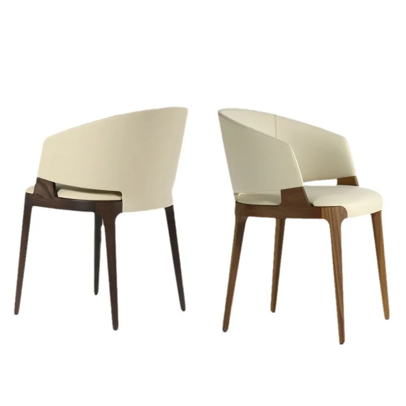 

Nordic solid wood light luxury dining chair modern simple leather fabric reception negotiation leisure designer restaurant