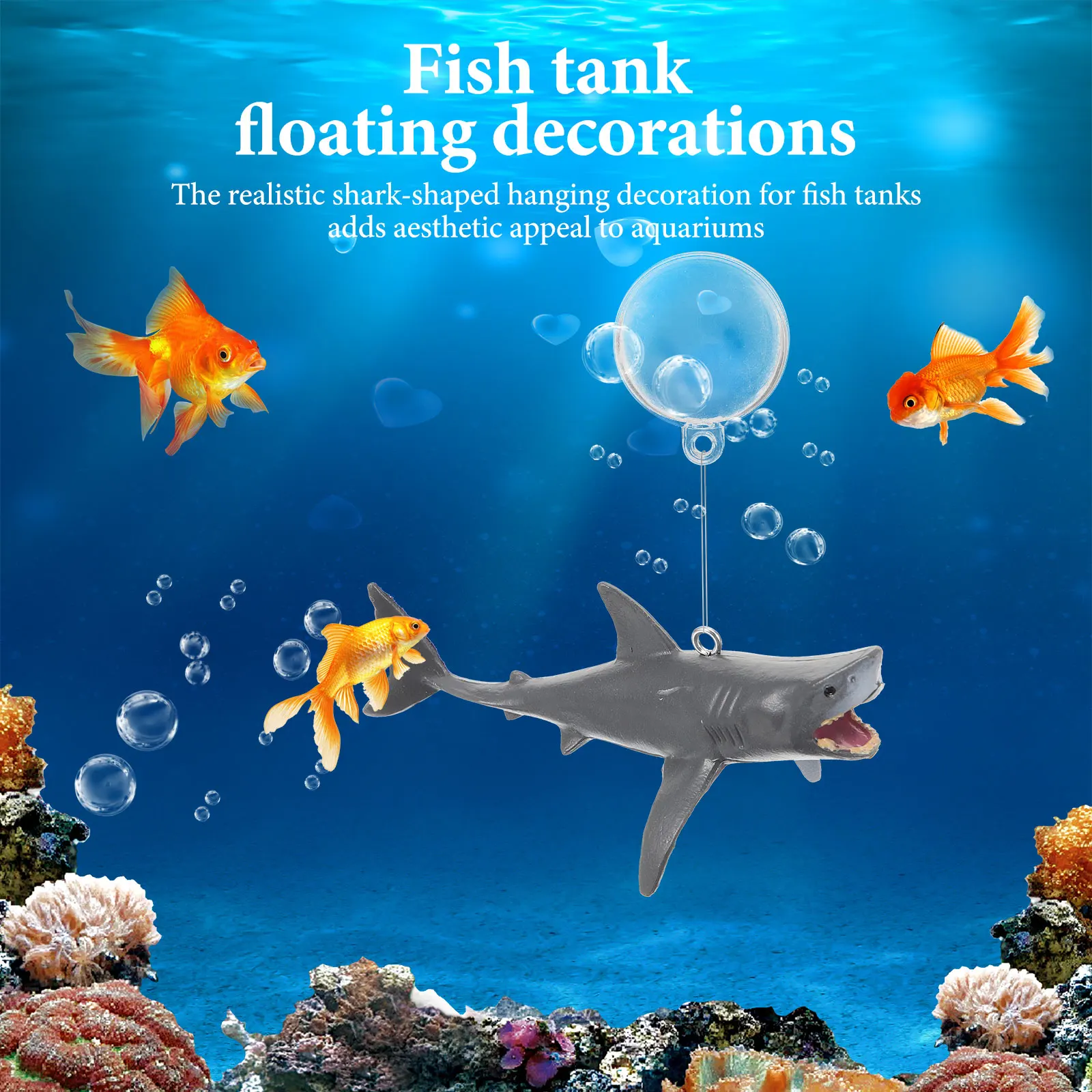 

2 set Shark Suspension Props Floating Decor Fish Tank Accessories PVC Material Safe Aquarium Decorations Marine Animal Ornament