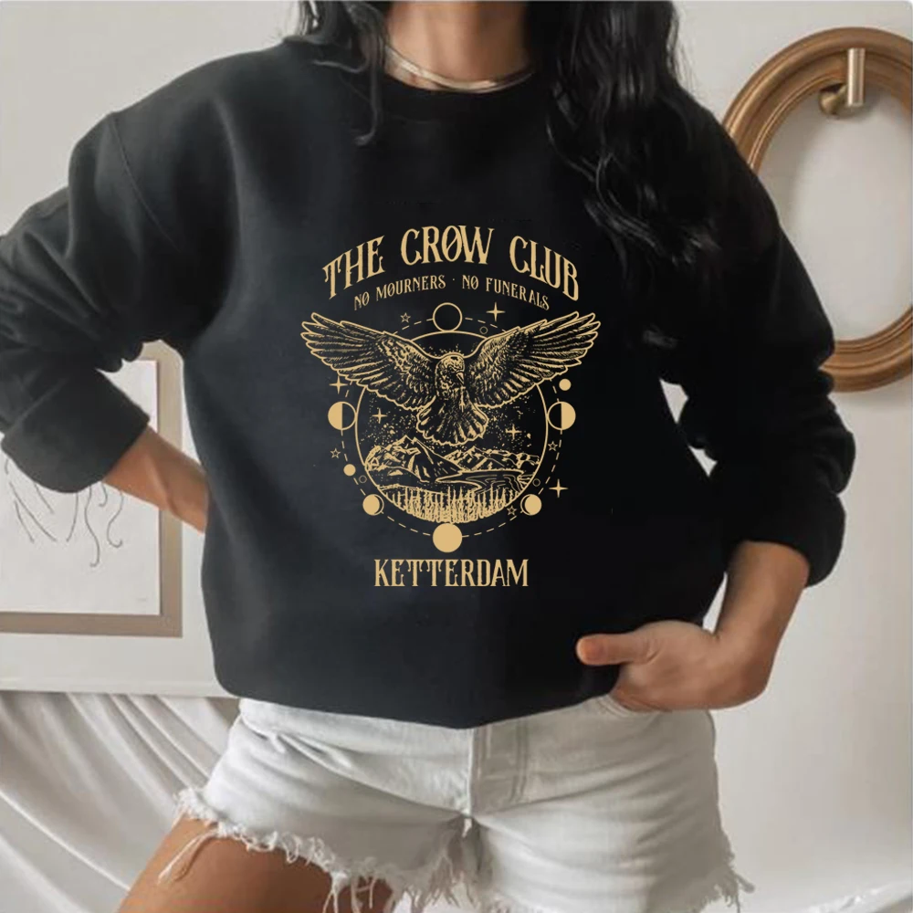 Retro Six of Crows Crewneck Sweatshirt No Mourners Merch Ketterdam Crow Club Shirts Gothic Tee Aesthetic Clothes Book Lover Gift