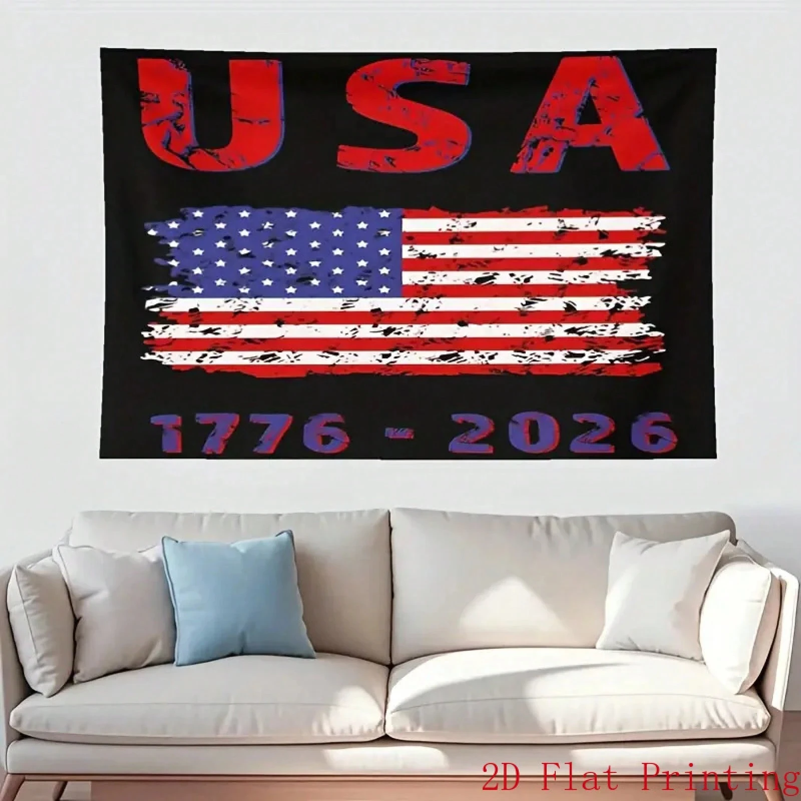 Commemorative Tapestry For The 250Th Anniversary Of The United States Vintage Distressed Flag Design Room Outdoor Holiday Decor