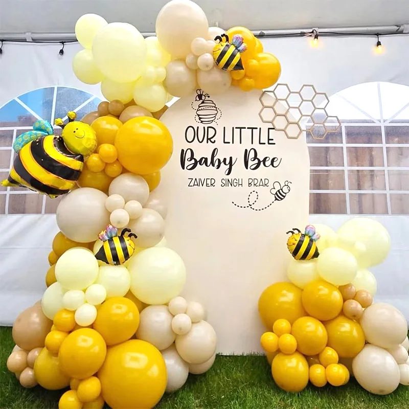 Cartoon Kleine Biene Niedliche Bogen-Girlande Ballon Geburtstagsparty Ballonset Aluminiumfolie Ballons für Kinder Babyparty Zubehör Geschenke