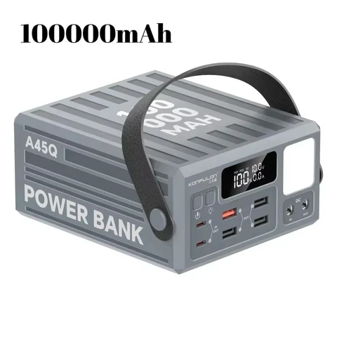 Портативное зарядное устройство (Power Bank) 100000 мАч для кемпинга, быстрая зарядка 22.5 Вт, внешний аккумулятор для iPhone и Xiaomi
