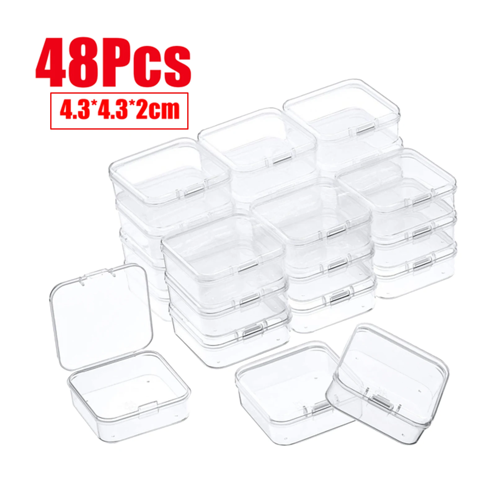 

6/48Pcs Mini Clear Plastic Jewelry Bead Storage Box Small Round Container Box for Jewelry Gadgets Beads DIY Craft Jewelry Making