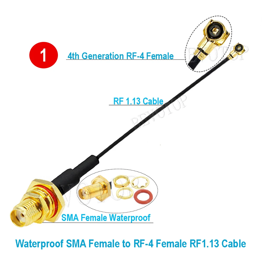 10PCS/LOT RF1.13Cable Waterproof SMA/RP-SMA Female to MHF4 Female RF Coaxia Pigtail WIFI Antenna Extension Jumper BEVOTOP