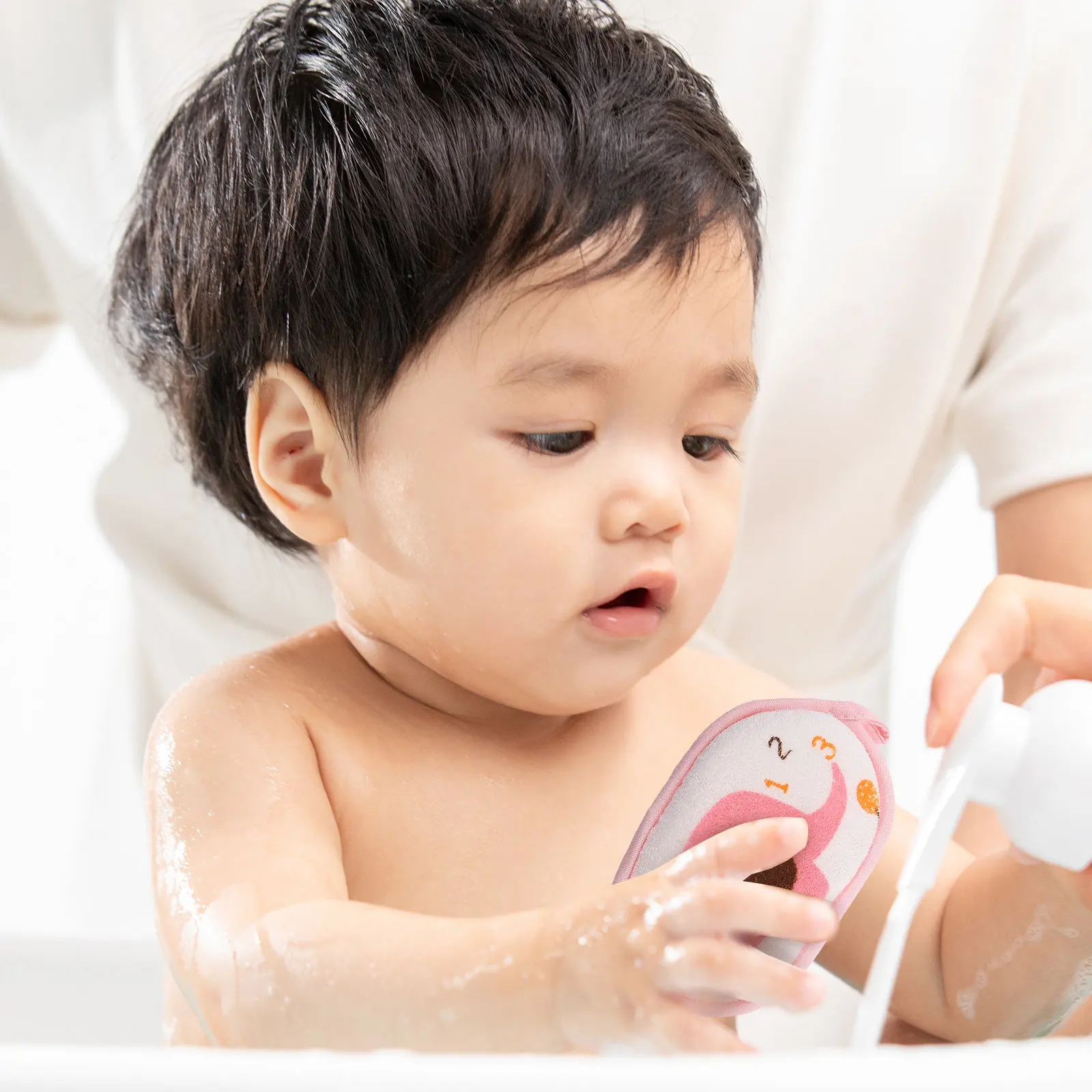 

3pcs Baby Sponge Cotton Cartoon Elephant Pattern For Newborns Toddlers Kids Cleansing Pad Soft Shower Bath Time Essential Baby