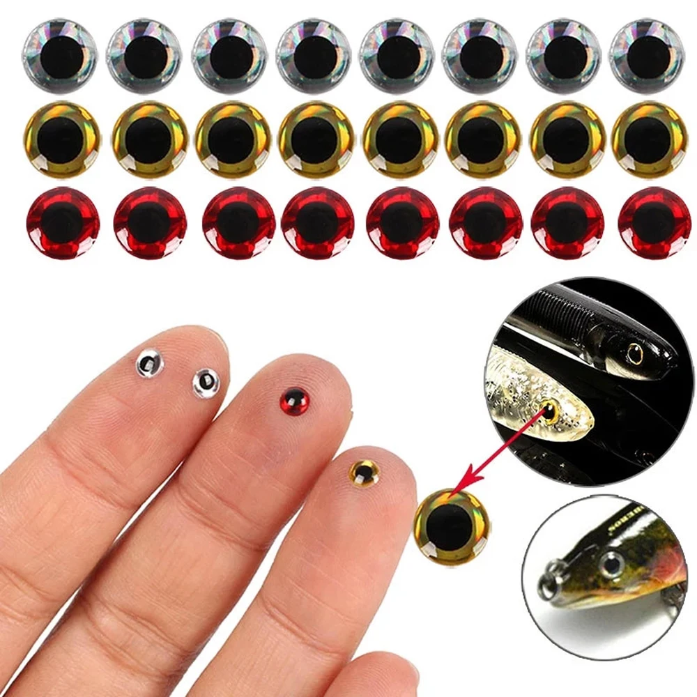 Fishing Sticker 3mm 4mm 5mm 6mm 100pcs/lot Eyeball Holographic 3D Fish Eyes DIY Eyes Artificial Fish Eyes Fishing Lure Eyes