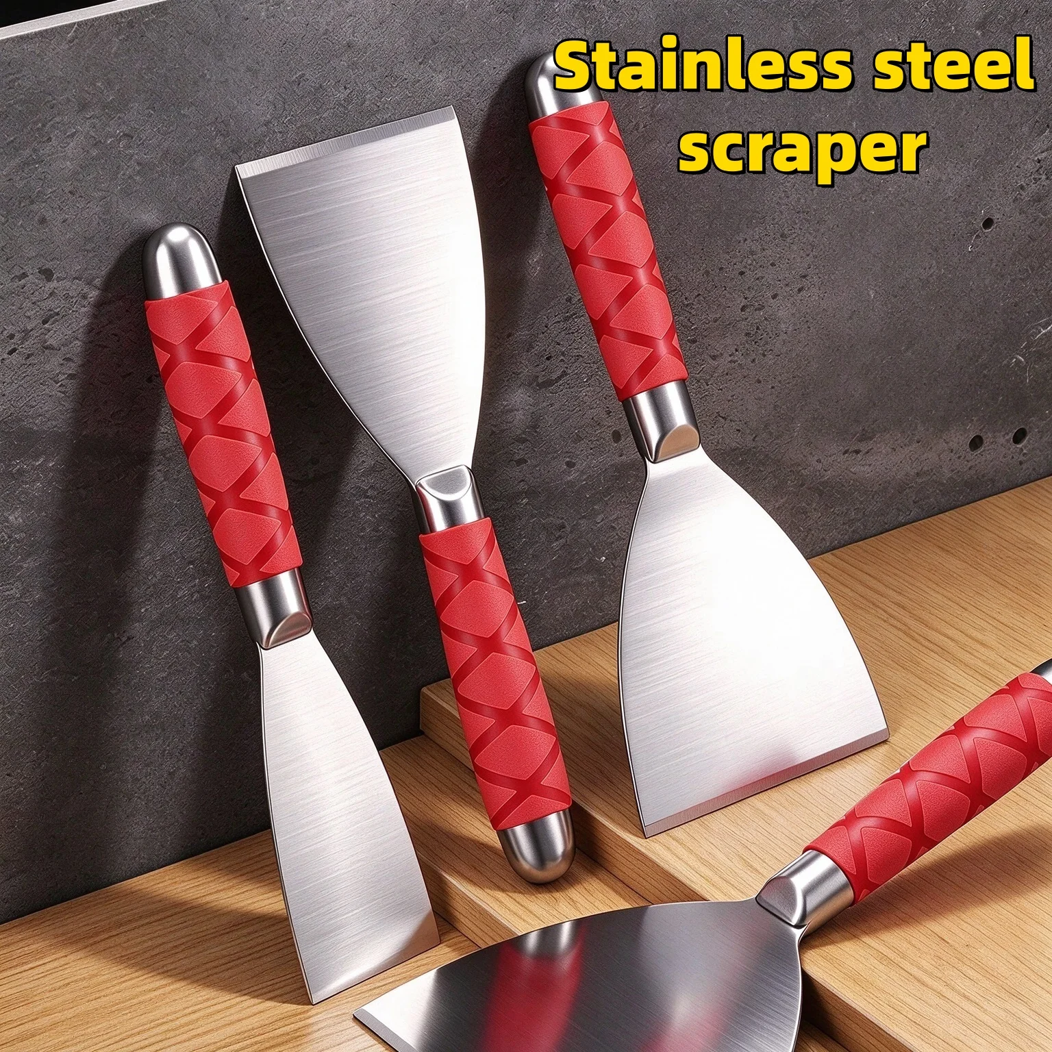 Stainless Steel Putty Knife Multifunctional Thickened Elongated Handle Grease Remover Sanding Putty Glue Removal