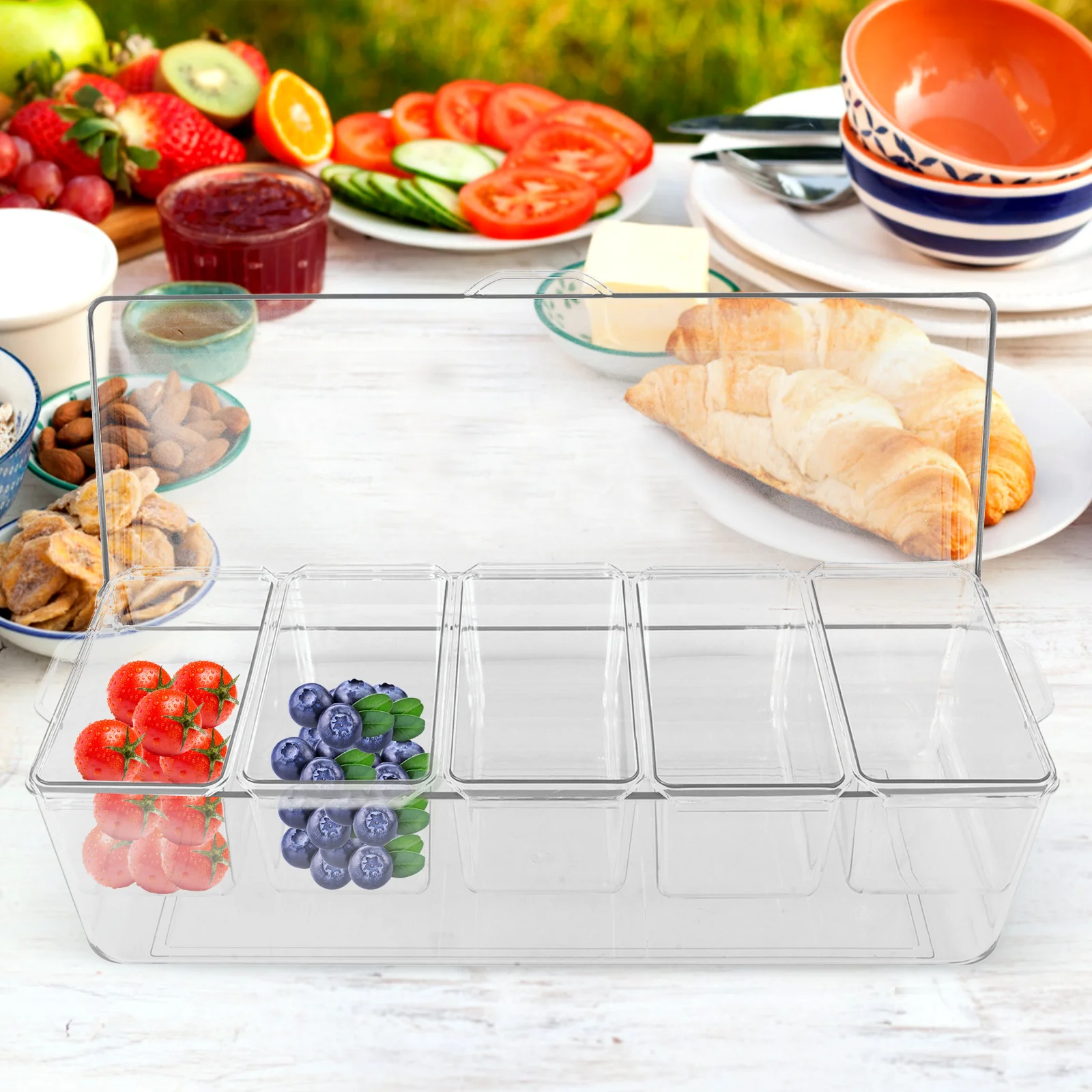 

Salad Storage Box Kitchen Food Containers Lids Cool Fridge Tray Holder Condiment Server Portable Seasoning Sealed Large Capacity