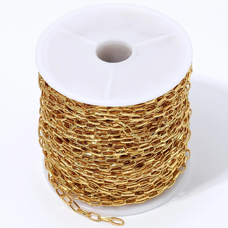 18K Gold Plated Oval Cable Chain Bulk Spool,Long Oval Link Cable Chain Bulk Supplies For Handmade Jewelry Pendant Accessories image 4
