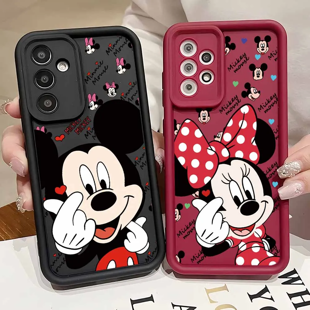 Funda de silicona para teléfono Disney Minnie Mickey, para Samsung Galaxy S26 S25 S24 S23 S22 S21 S20 FE Ultra Plus Eyes Ladder Lanyard