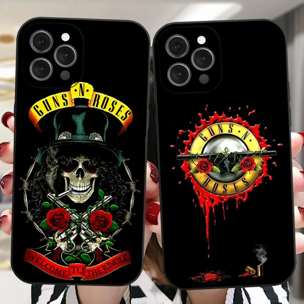 

Anime Guns N Roses Phone Case For iPhone 16,15,14,13,12,11 Plus,Pro,Max,XR,XS,X,7,8 Plus,SE,Mini Silicone Soft