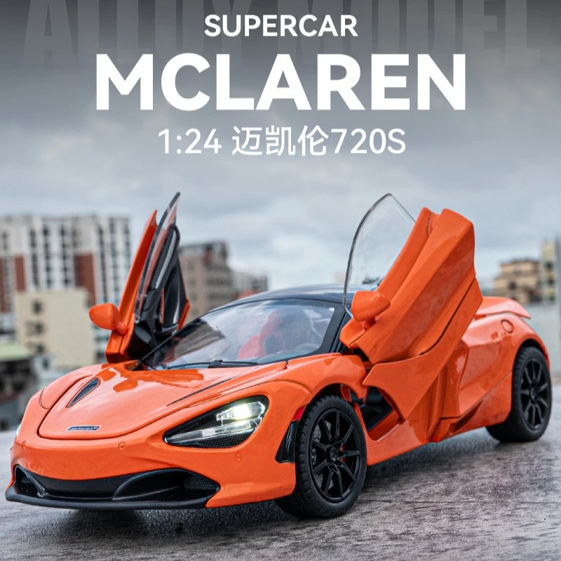 

Модель автомобиля 720S из сплава, масштаб 1:24, с 4-колесной подвеской, коллекционная, высококачественная, модный декор для дома, подарок для фанатов