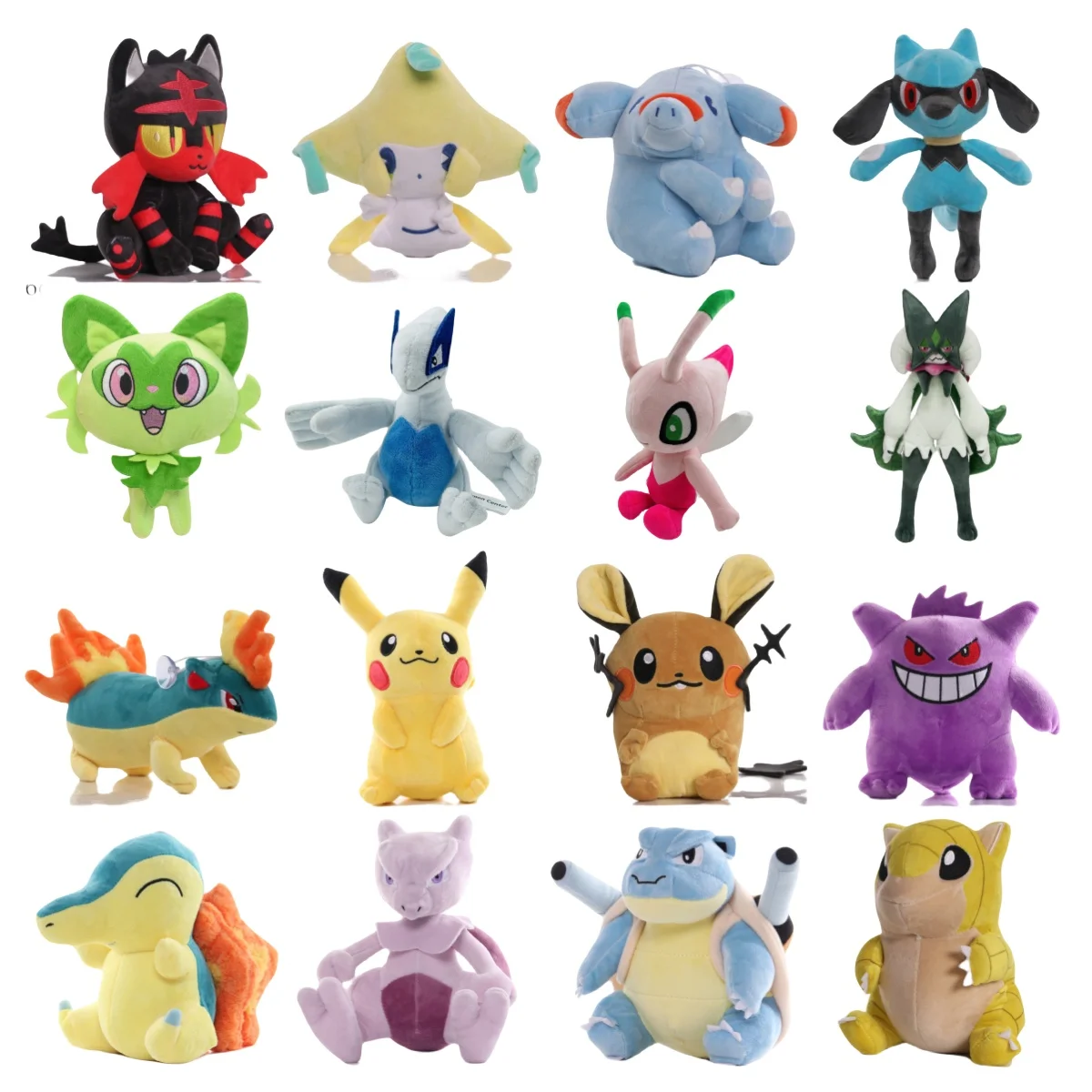 Pokemon Knuffel Riolu Sprigatito Lugia Litten Cyndaquil Mewtwo Pikachu Peluche Gengar Blastoise Sandshrew Quilava Phanpy Pop