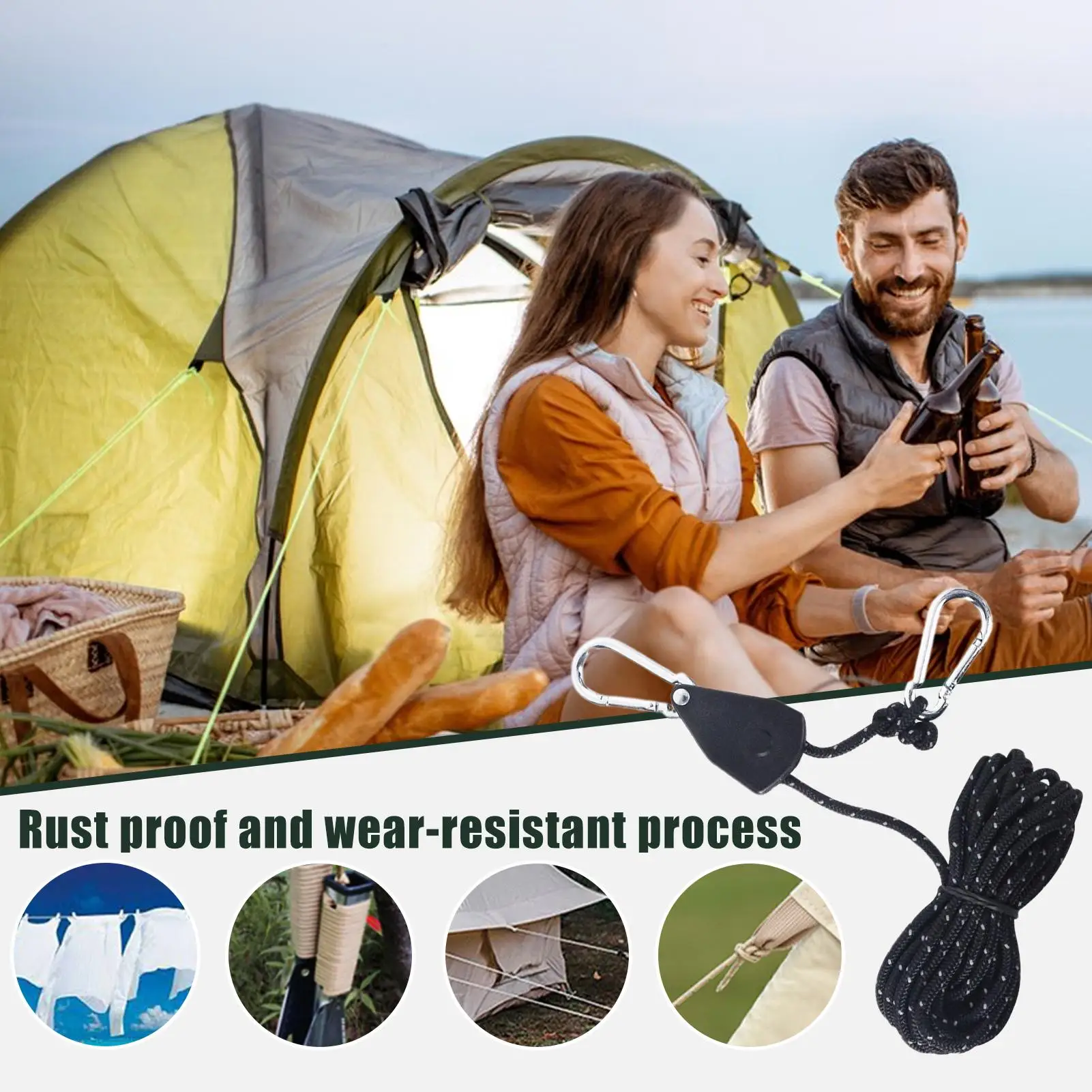 

Rope Tie Down Tie Downs Rope Hanger Heavy-Duty Adjustable Lock Ratchet For Cargo Lights Tents Garage Various Lashing Grow Trucks