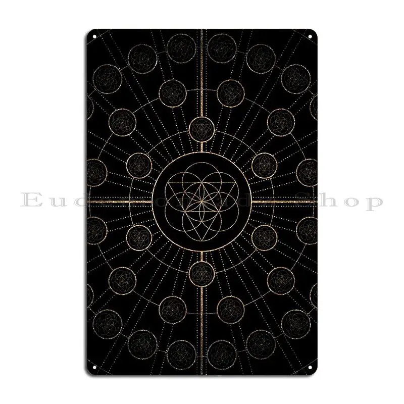 Geometric Gold Glyph Sign Metal Signs Iron Pub Cinema Living Room Wall Pub Tin Sign Poster