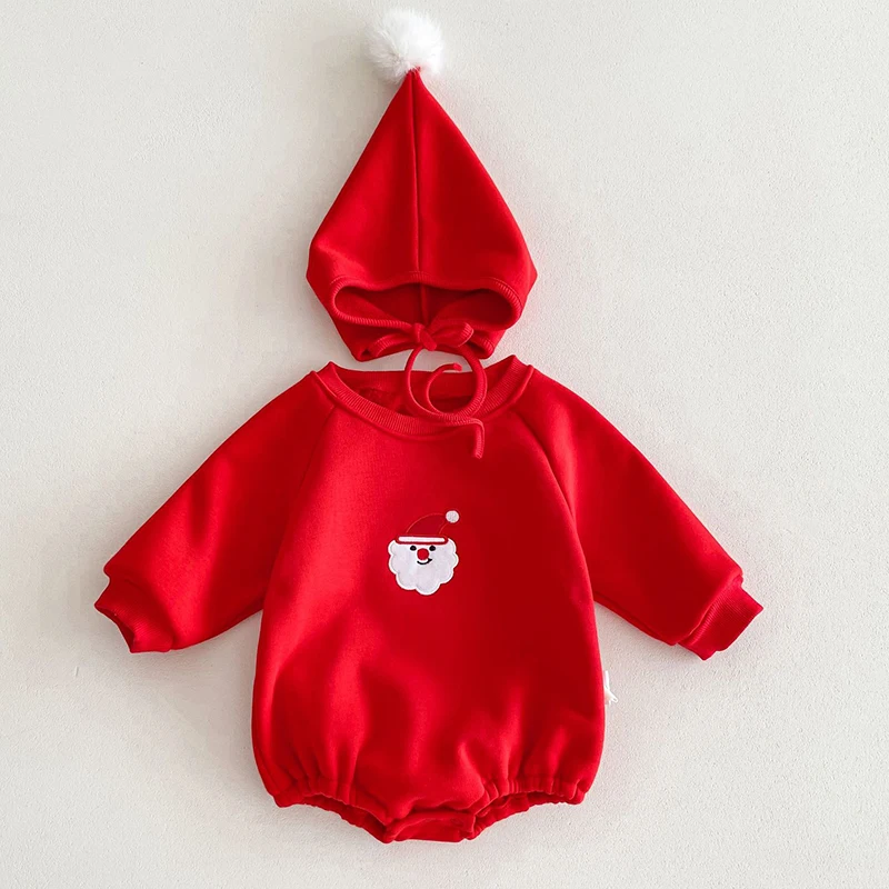 2024 New Christmas Children Clothes Set Newborn Baby Boys Girls Bodysuits+Hat New Year Clothing Infant Baby Boys Girls Jumpsuit