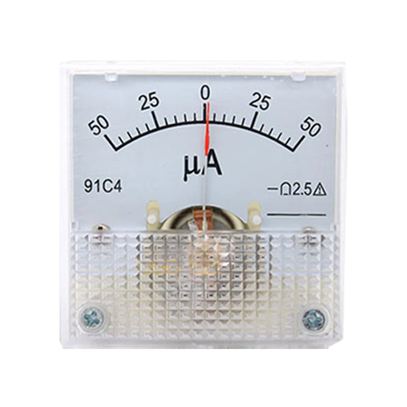 Dc microammeter 91c4 0-100uA 100uA 200uA 300uA 500uA Rectangle Analog Panel Ammeter Gauge Amperemeter Class 2.5 45*45mm