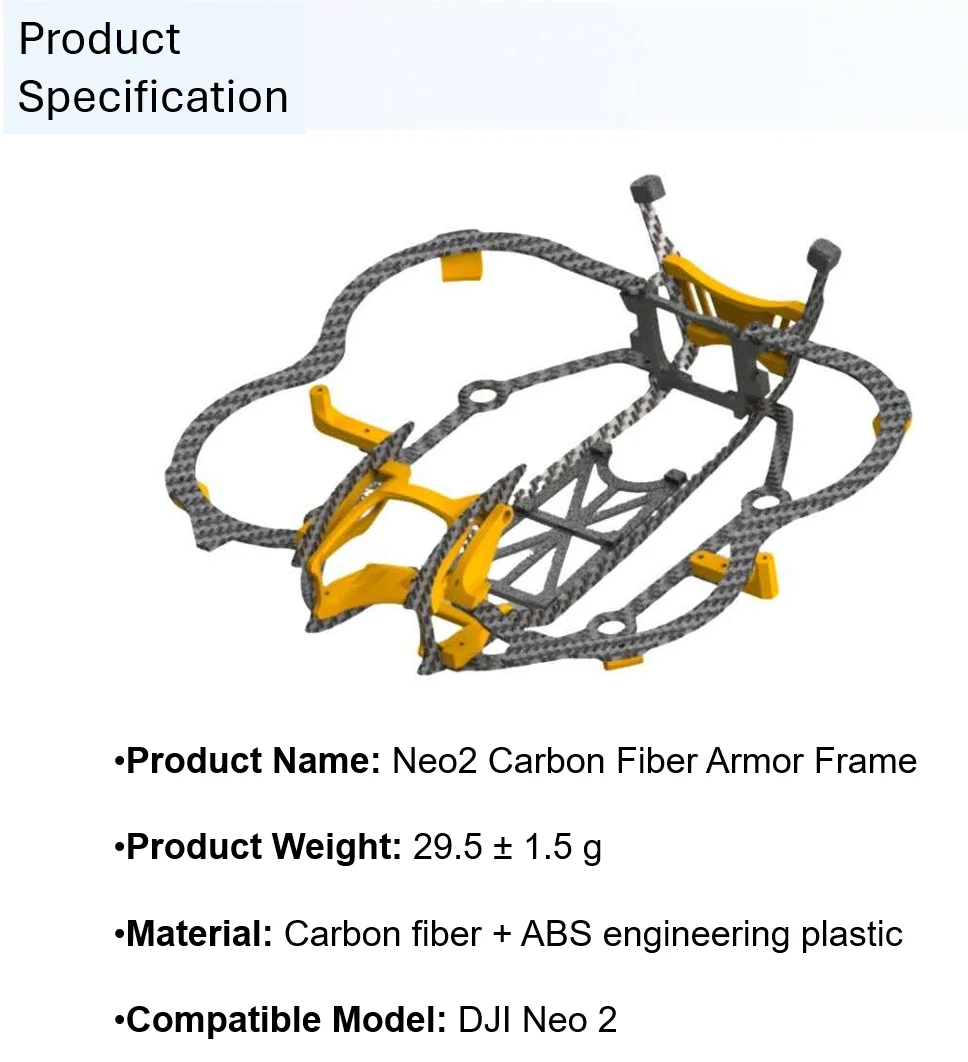 Neo 2 Drone Premium Carbon Fiber Protection Accessories Kit for DJI Neo 2 Ultra-Strong Material 360 Degree Protection - view 2
