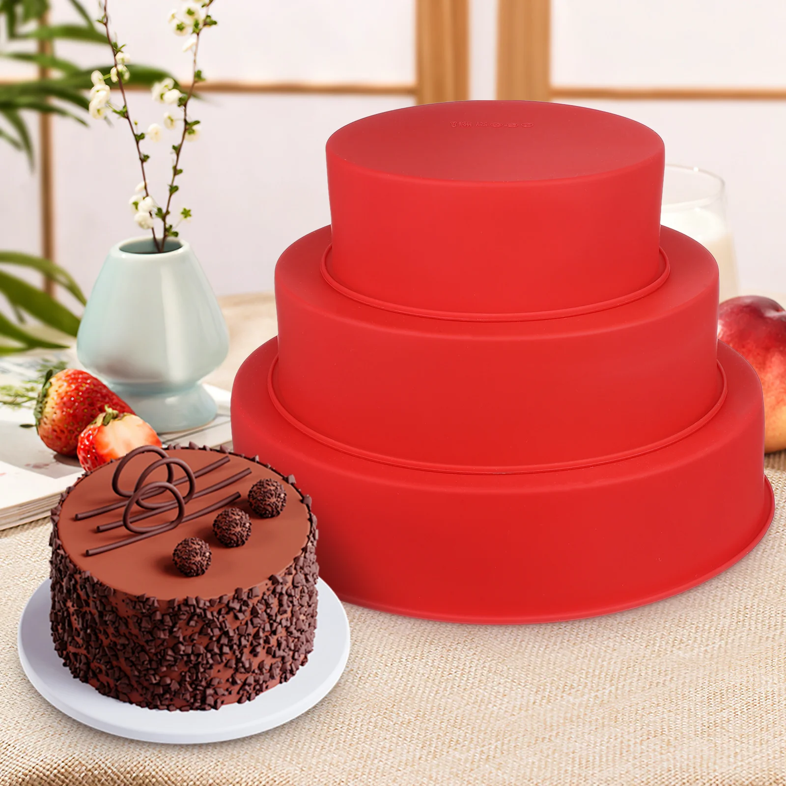 

4 pcs Silicone Molds Nonstick Baking Pan Baking Tools Round Pans Nonstick Oven Safe Multiple Sizes Cake Pan Set