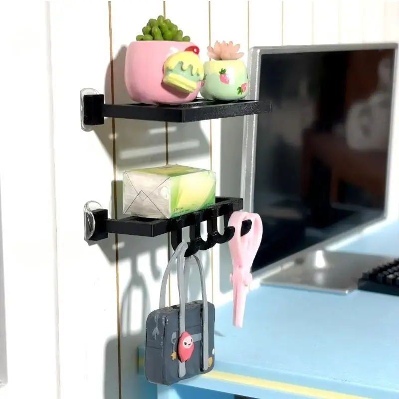 Miniature Bathroom Shelf Set Ornament Dollhouse Wall Shelf Storage Rack Hanging Shelf Model Dollhouse Bathroom Furniture Decor