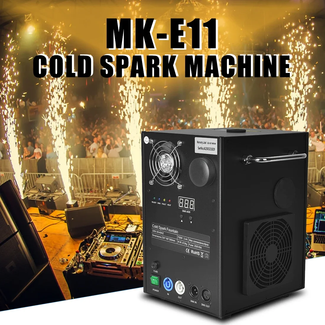 MOKA 750w Cold Spark Machine Cold  Wedding Sparkler Fountain DMX Remote Control Spray 5M for Party DJ Show