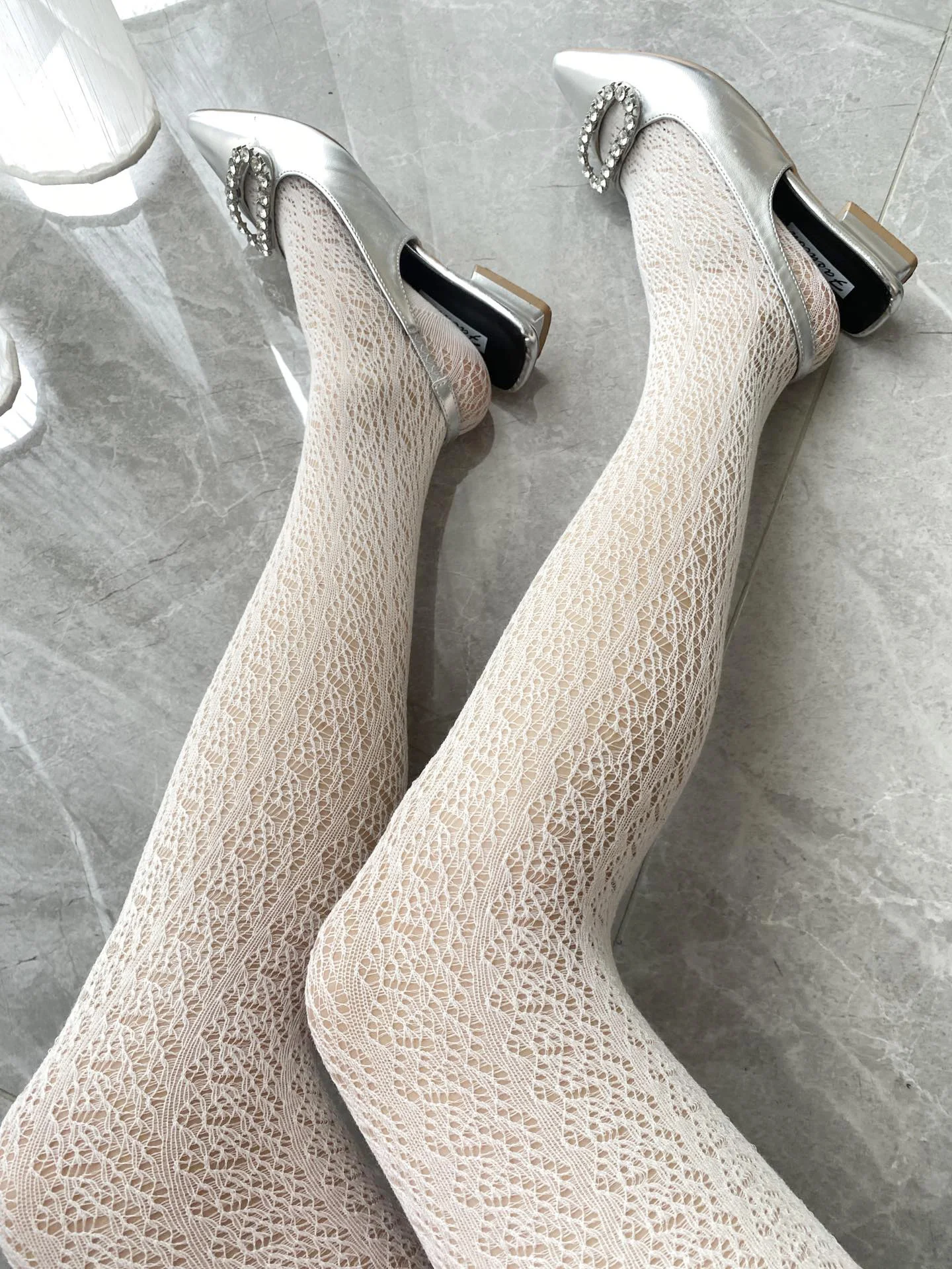 Black sheer chic eyelash lace stockings Women tights