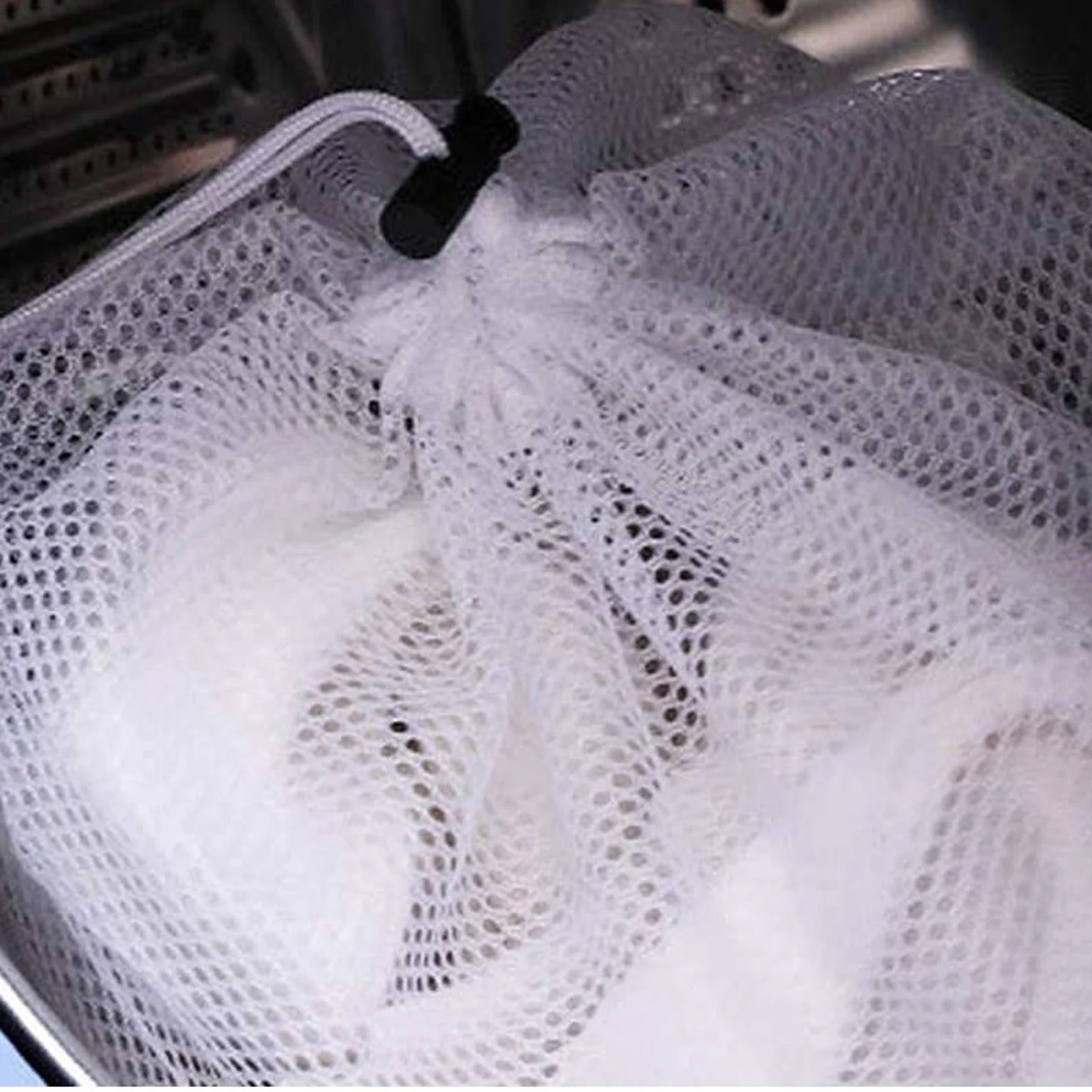 

4pcs Fine Mesh Laundry Bags Premium Polyester Drawstring Storage Pouches for Underwear Socks Bra Clothes Travel Dorm Apartment