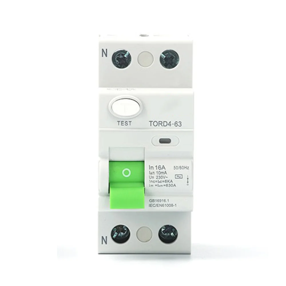 AC 2P 6KA RCCB RCD 230V Residual Current Circuit Breaker Differential Breaker Safety Switch TORD4-63 2P 16A 10MA