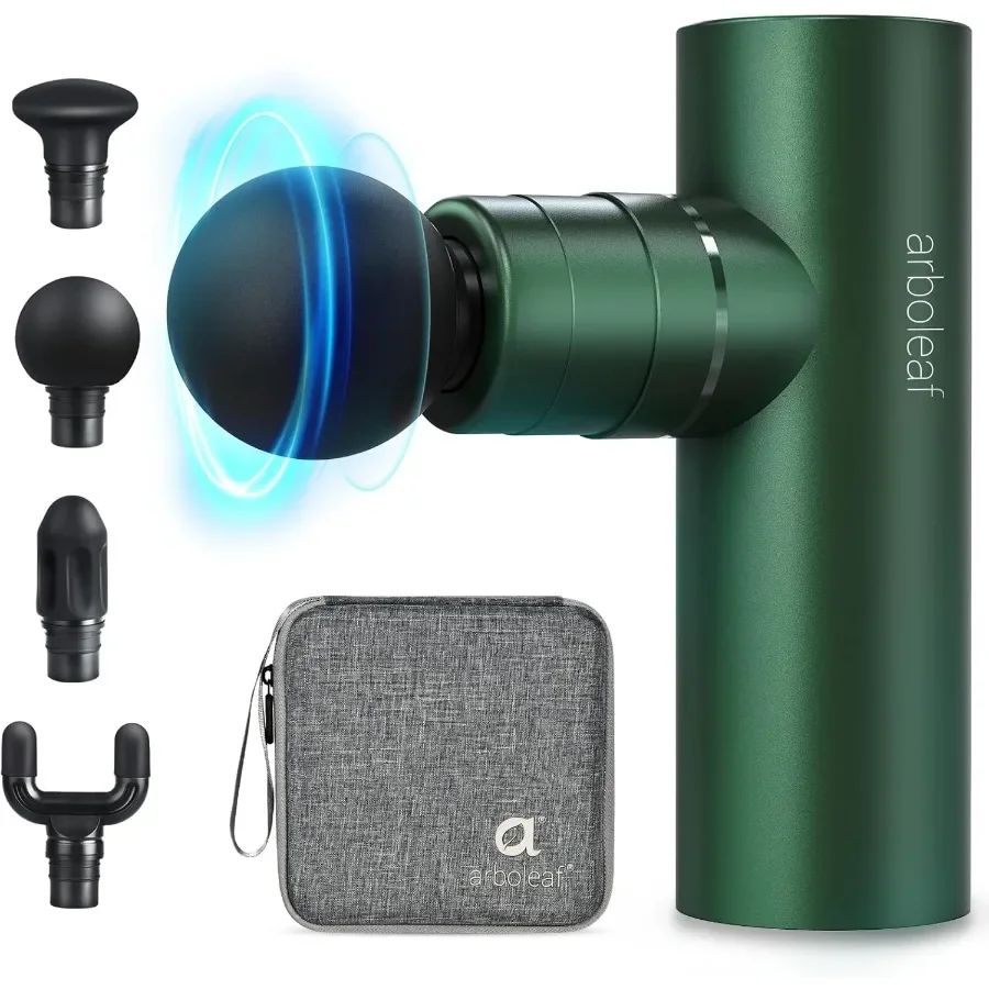 Pistola de masaje de tejido profundo con diseño totalmente metálico para aliviar los músculos doloridos de espalda y cuerpo, masajeador eléctrico portátil de mano para