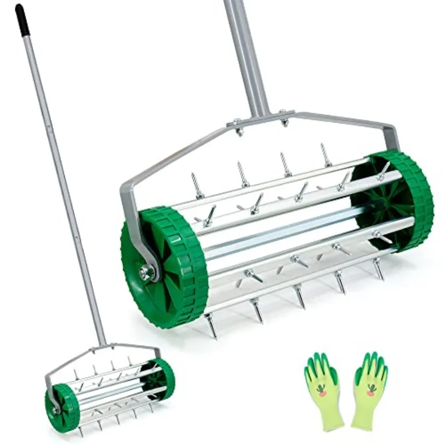 

Spike Lawn Aerator, Heavy Duty Rolling Lawn Aerator, Garden Yard Rotary Push Lawn Aeration with 49inch Steel Handle