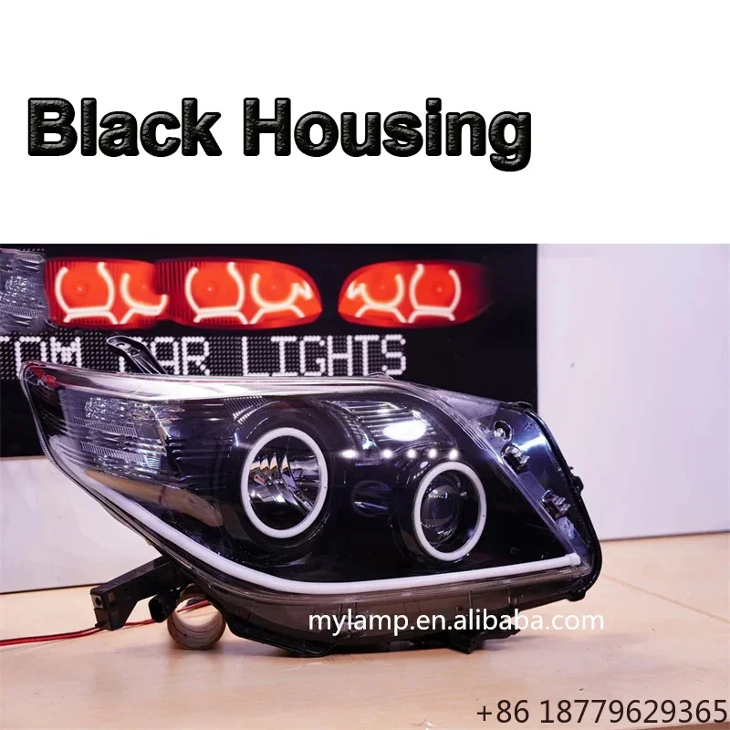 Custom Headlights with White/Amber Halo Rings and LED DRL Off-Road SUV Fitment 2009-2013