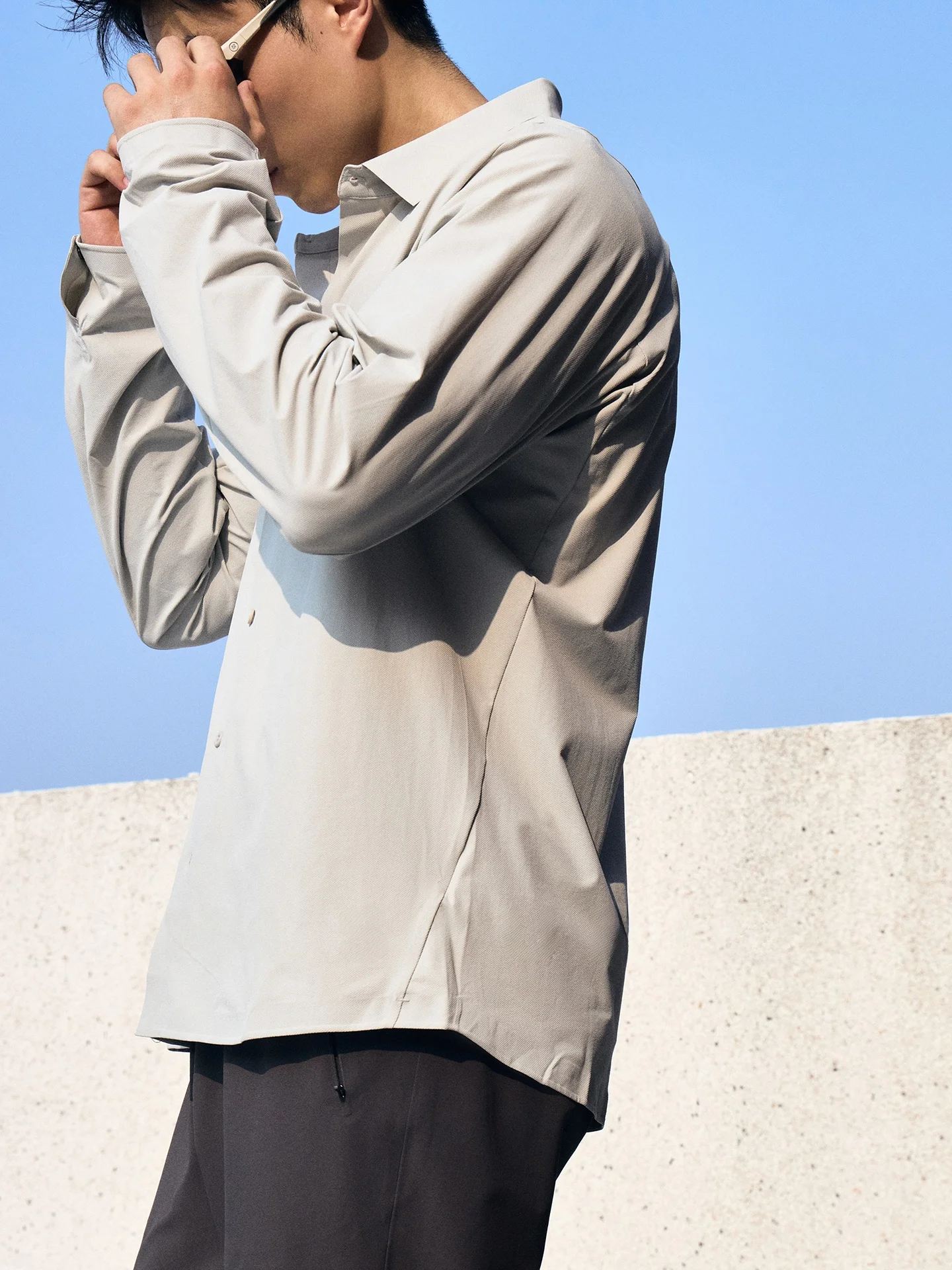 Lightweight Breathable Quick Dry Outdoor Sports Long Sleeve Shirt Men's Early Autumn Seamless Glued Thin Function Outerwear