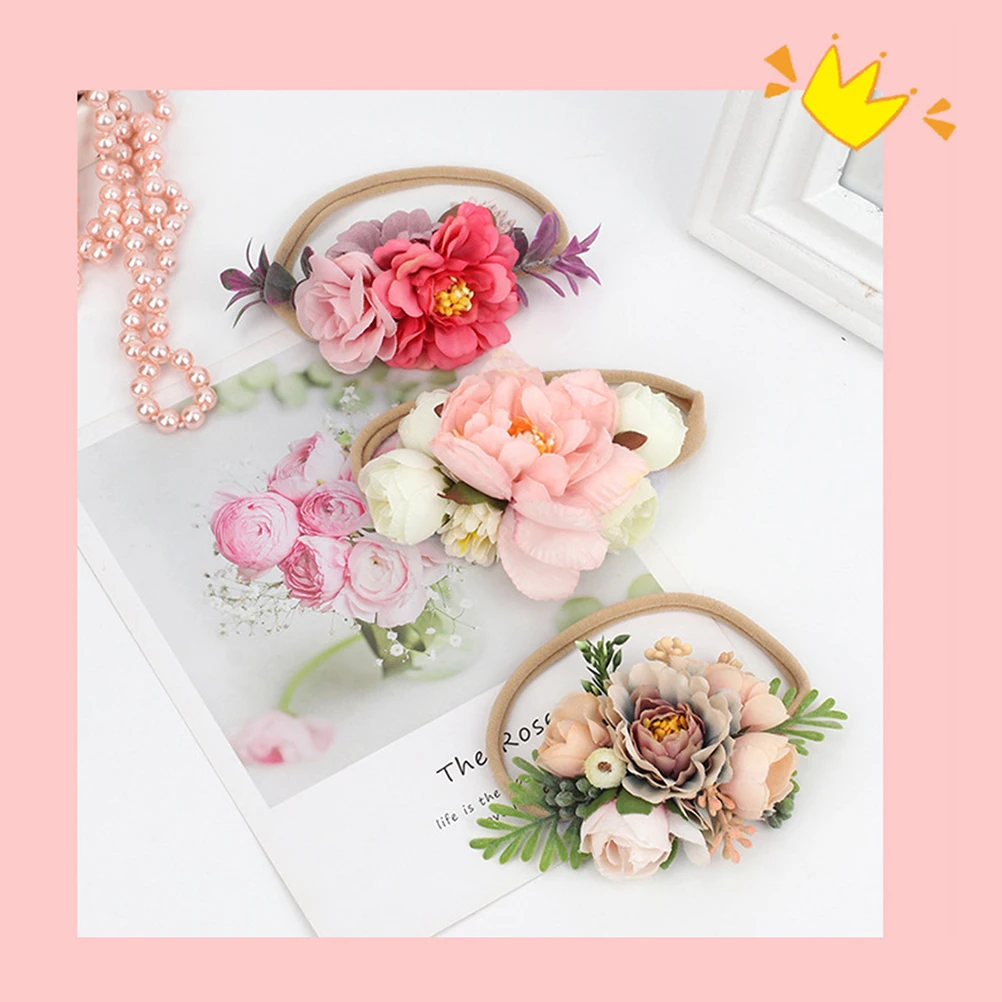 

6pcs Artificial Flower Headband Toddler Kids Newborn Baby Girl Hair Decorative Durable Photo Prop Fashionable
