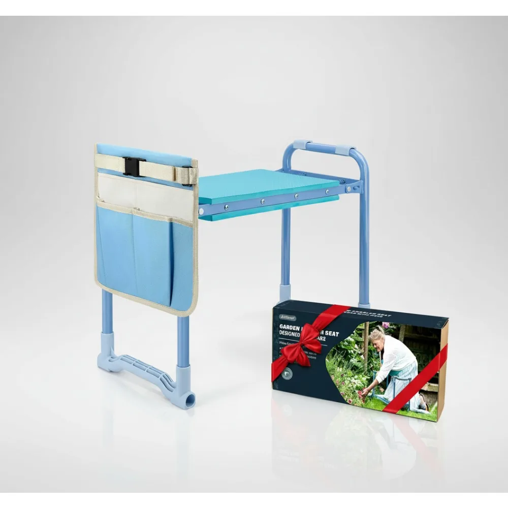 

Folding Garden Kneeler Seat with Tool Bag, 10" Wider Padded Bench Stool for Women Seniors Gardening Work
