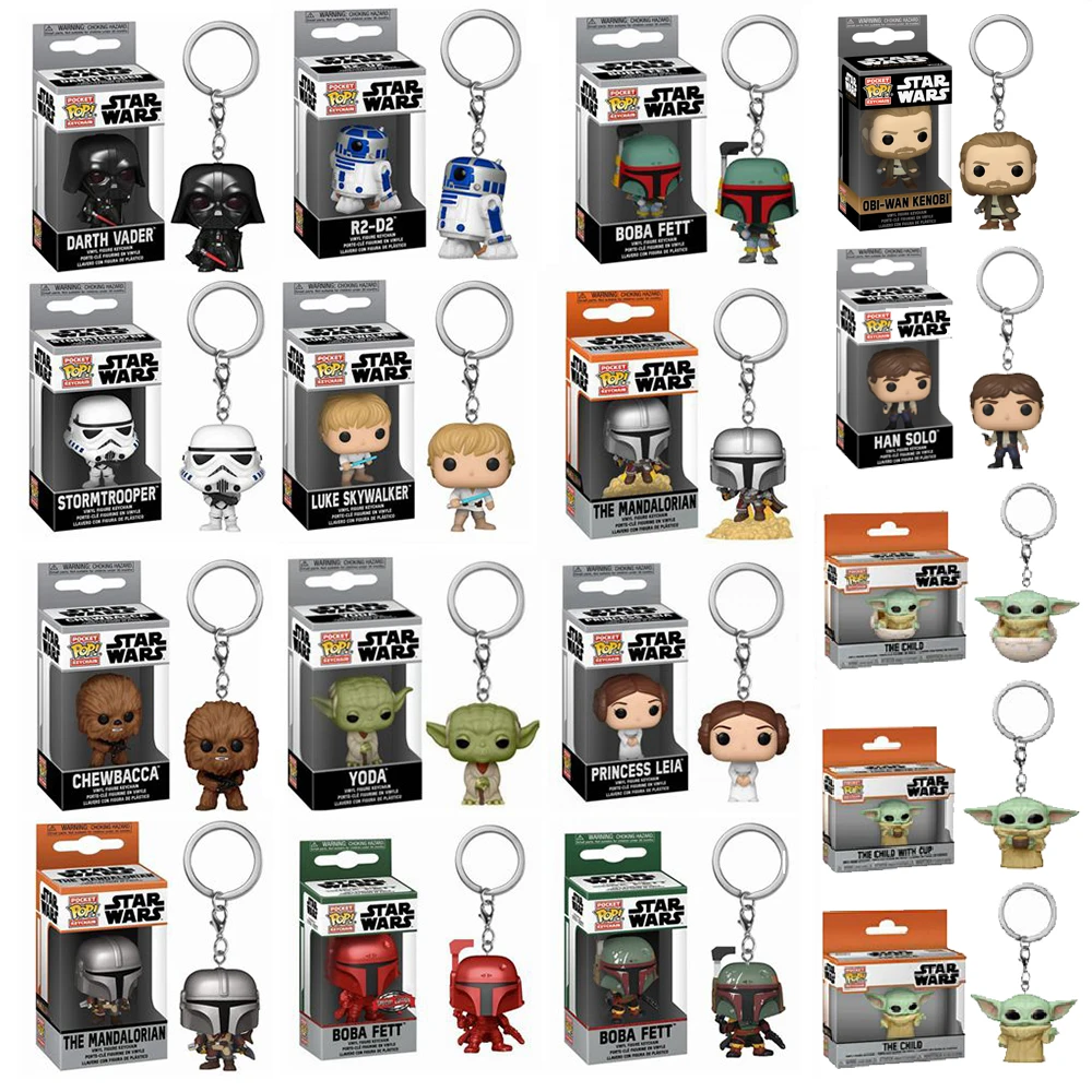 Funko pop Keychain Star Wars the Mandalorian Skywalker Luke Chubacca R2-D2 Yoda the Child Vinyl Action Figures Toys