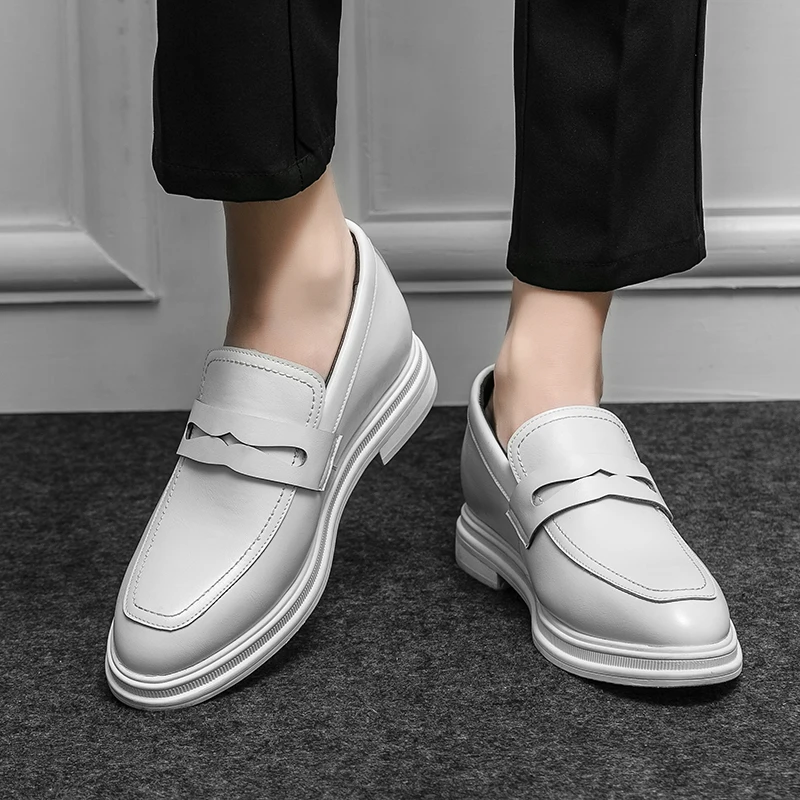 Mens Casual Loafers Height Elevator Shoes For Men Luxury Dress Shoes Slip On Business Comfortable Increase 6cm Wedding Shoes