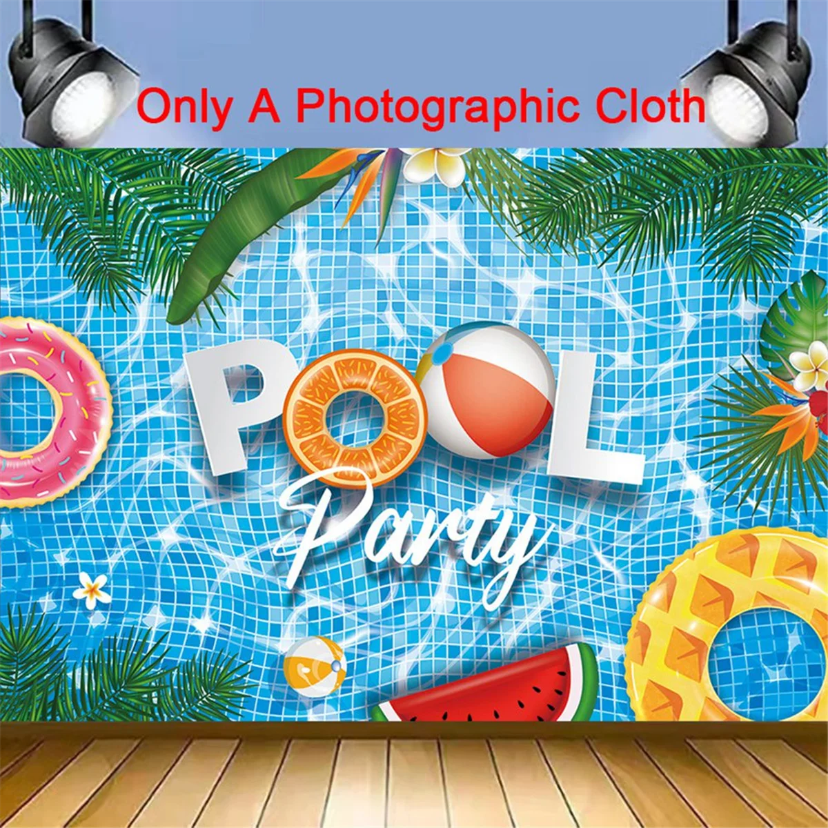 7X5FT/220X50cm Hawaii Swimming Pool Theme Background Fabric for Photography Children's Birthday Photo Banner Backdrops