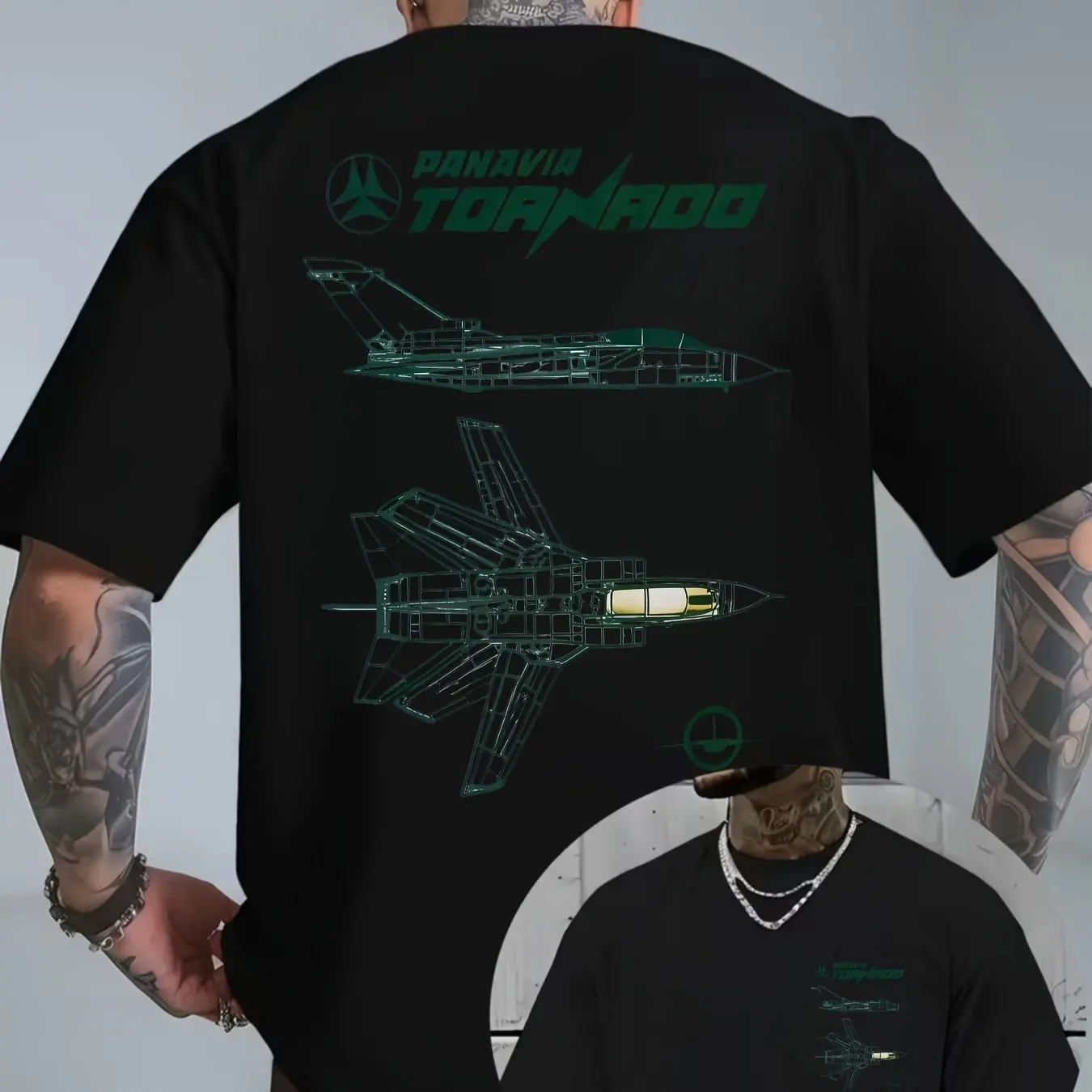 Panavia Tornado Fighter Jet Blueprint Grafik-T-Shirt für Herren, T-Shirt für Luftfahrt-Enthusiasten, lässiges T-Shirt für Militärflugzeuge, kurzärmelig – Detail 8